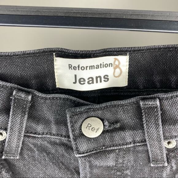 REFORMATION Serena High Skinny Jean Erie Wash Black Button Fly 24 - Picture 3 of 5